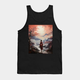 Japanese Sakura Garden Geisha Mount Fuji Cherry Blossom Tank Top